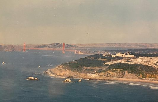 Air View San Francisco Bay, including the Veteran's Administration Hospital and Golden Gate Bridge