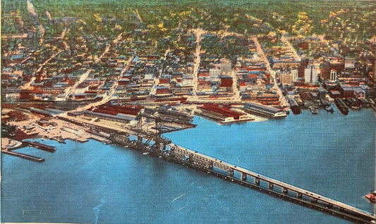 Airplane View of Jacksonville, Florida, and the St. John’s River - Vintage Postcard