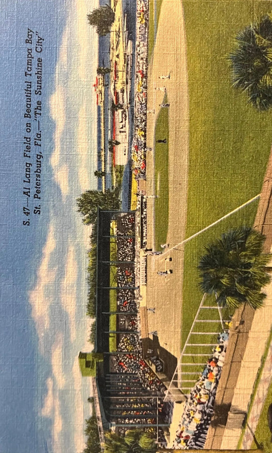 Al Lang Field on Beautiful Tampa Bay St. Petersburg, Florida - “The Sunshine City” - Vintage Postcar