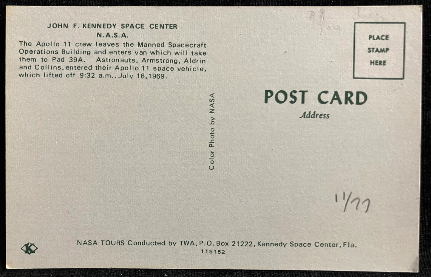 Apollo 11 Crew at John F. Kennedy Space Center NASA - Florida NASA Photo - Vintage Astronaut Postcar