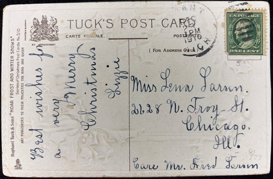 1910 Embossed Water Mill Christmas Postcard - Vintage Postcard