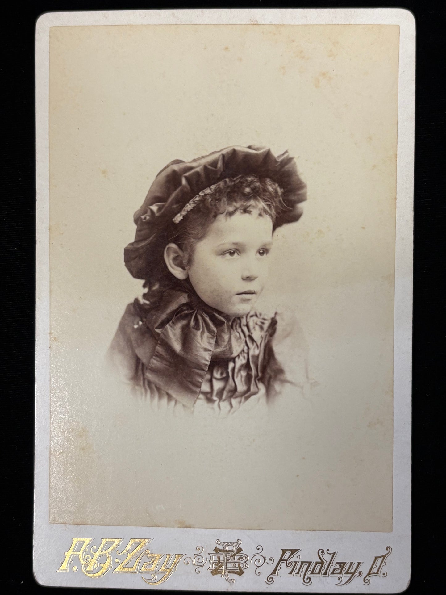 Adorable Toddler with Large Hat Photograph - 1880s-1890s Cabinet Card - Late Victorian Fashion