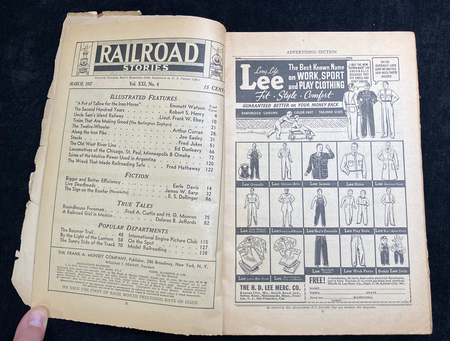 Railroad Stories March 1937 Issue - Art Pulp Collectable