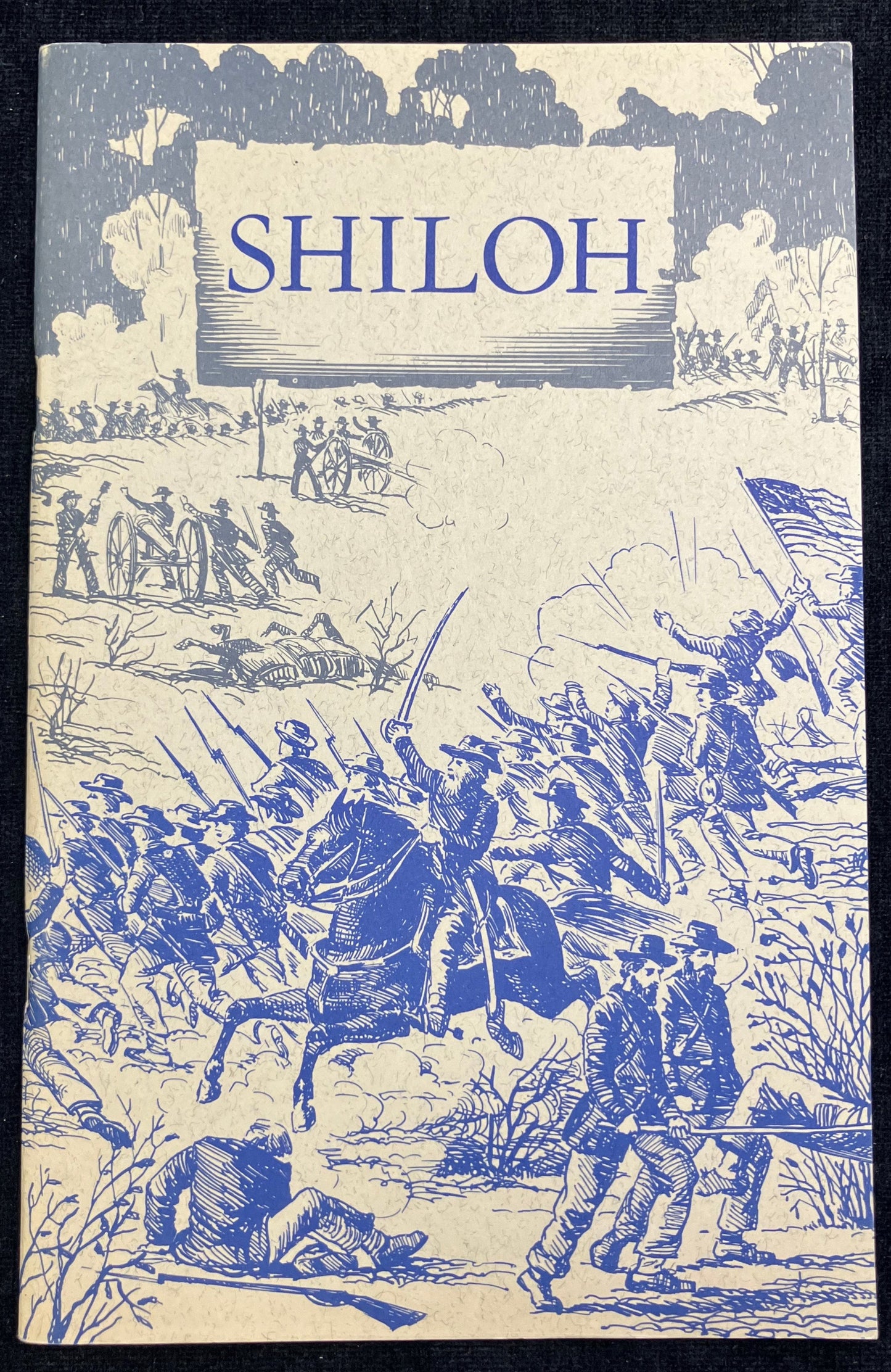 Book cover of 'Shiloh' with blue illustrations on a black background