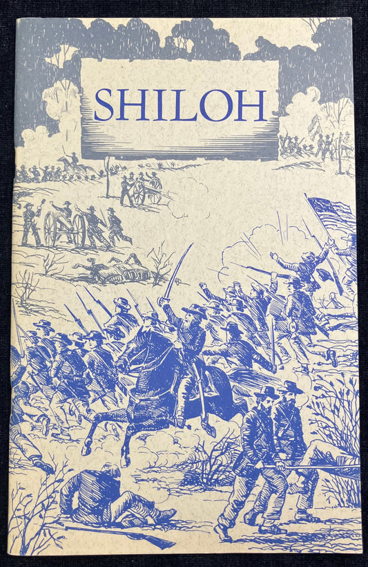 Book cover of 'Shiloh' with blue illustrations on a black background