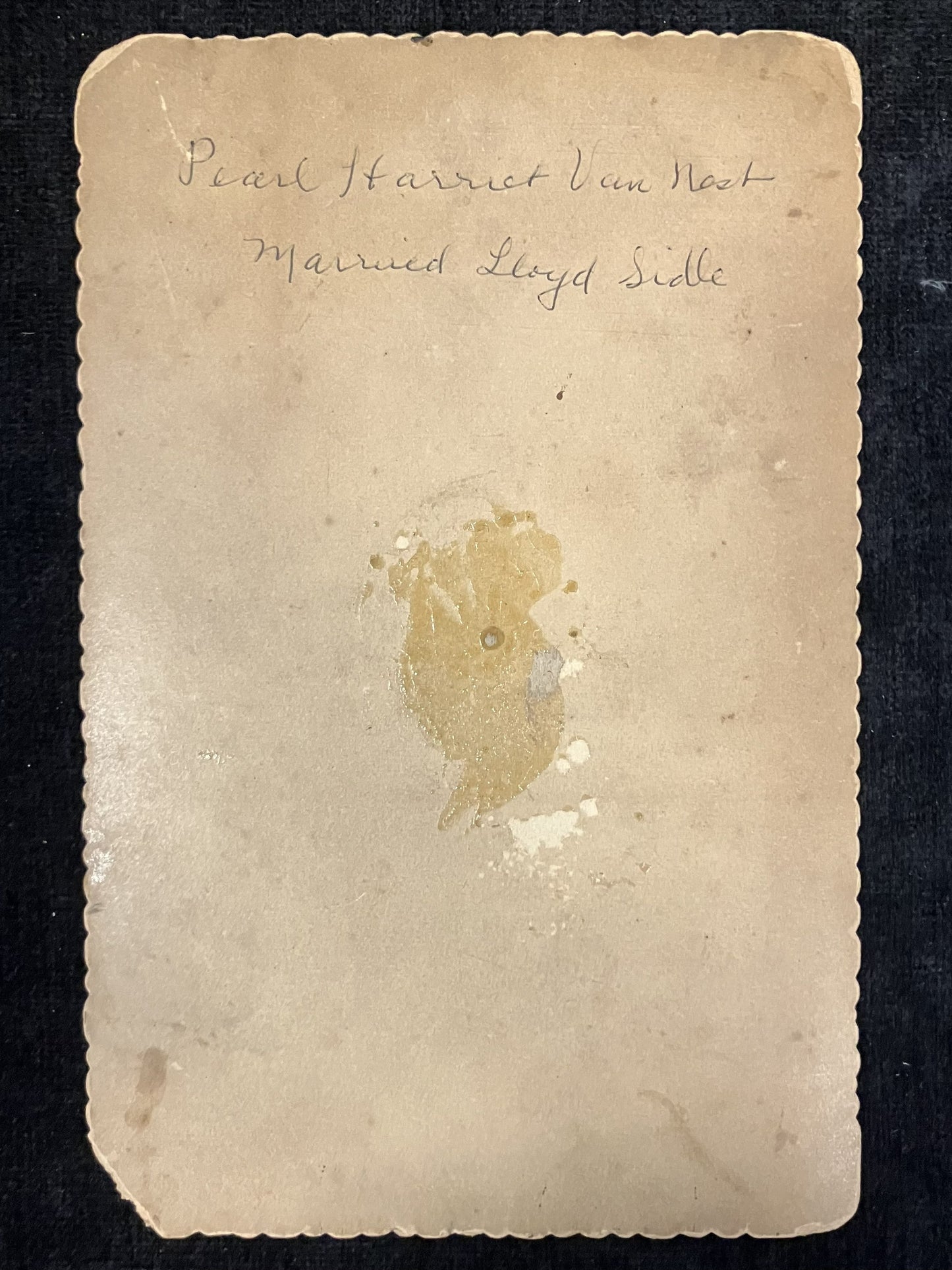 1880s Photo of Dutch American Farm Girl - Scalloped Gilt Edge Cabinet Card - Harrington Studio Cleveland Ohio - Sepia tone Pastoral Background