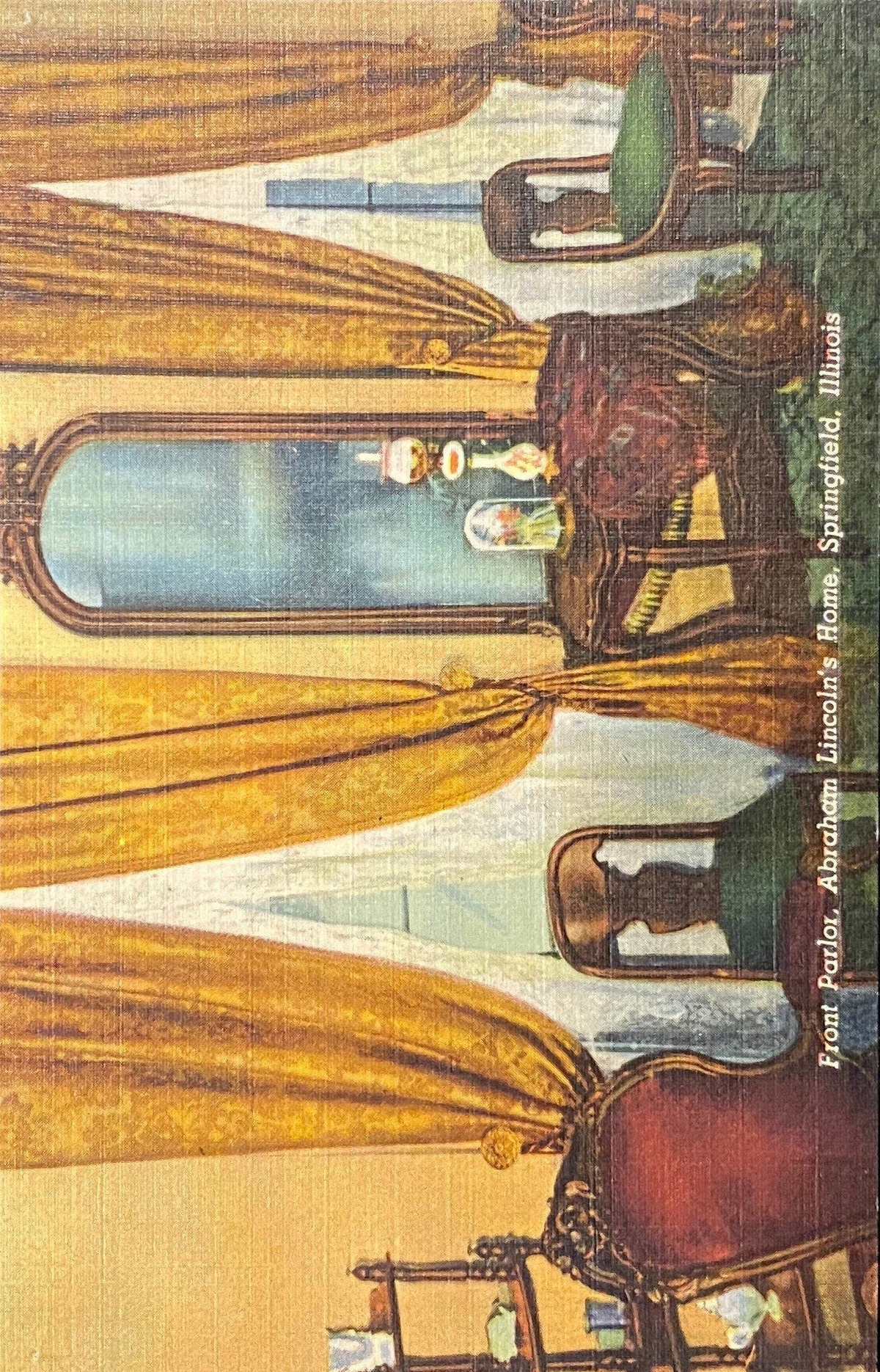 Colorful depiction of Abraham Lincoln's front parlor in Springfield, Illinois