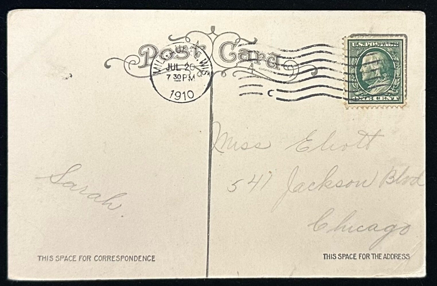 Humboldt Park, MilwaukeeCondition: Good, The front of the postcard is slightly aged, the corners and edges are slightly frayed, the bottom right corner is bent, and the back is slightly smudged and aged as wellMailed: Posted on July 2nd, 1910 from Wisconsin with a green 1 cent Ben Franklin stampHand-colored