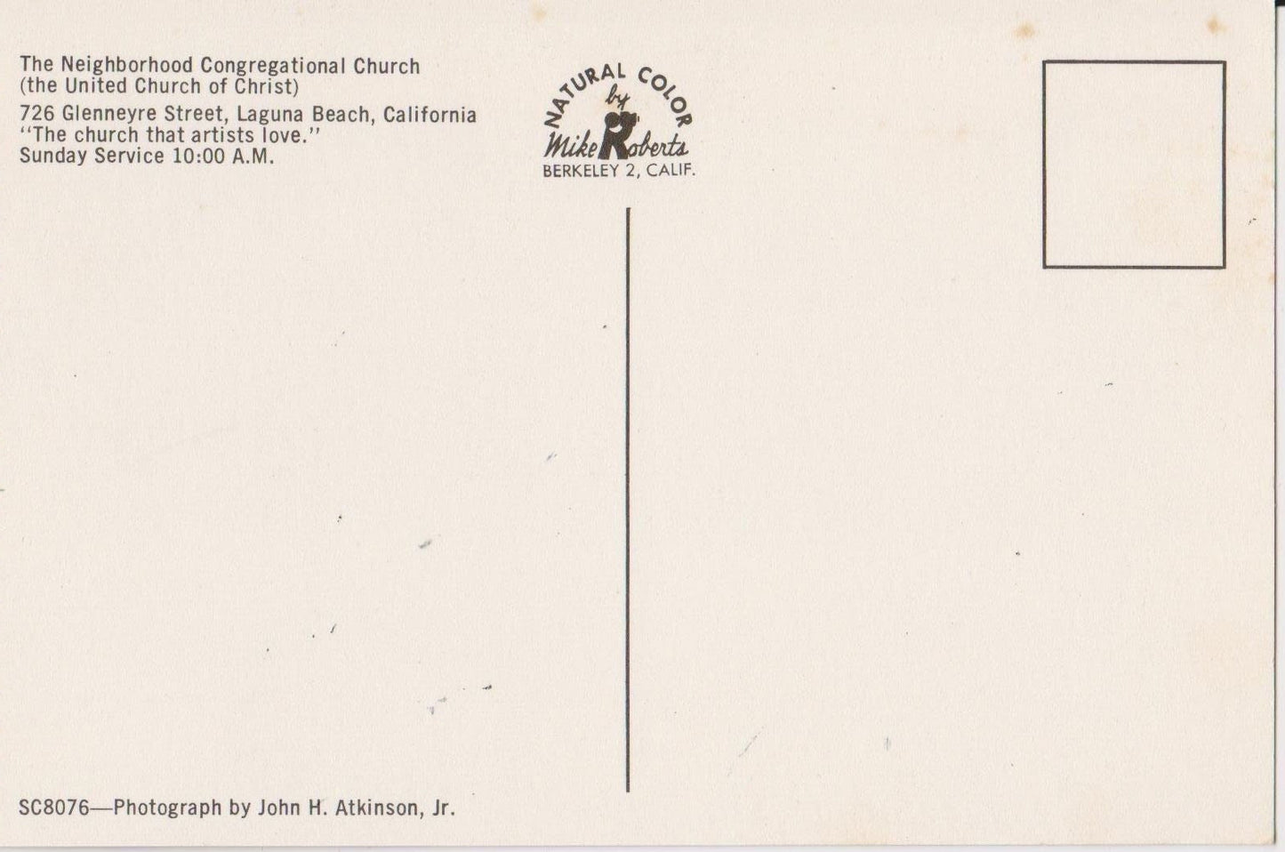 Neighborhood Congregational Church, Laguna Beach, California - Vintage Postcard