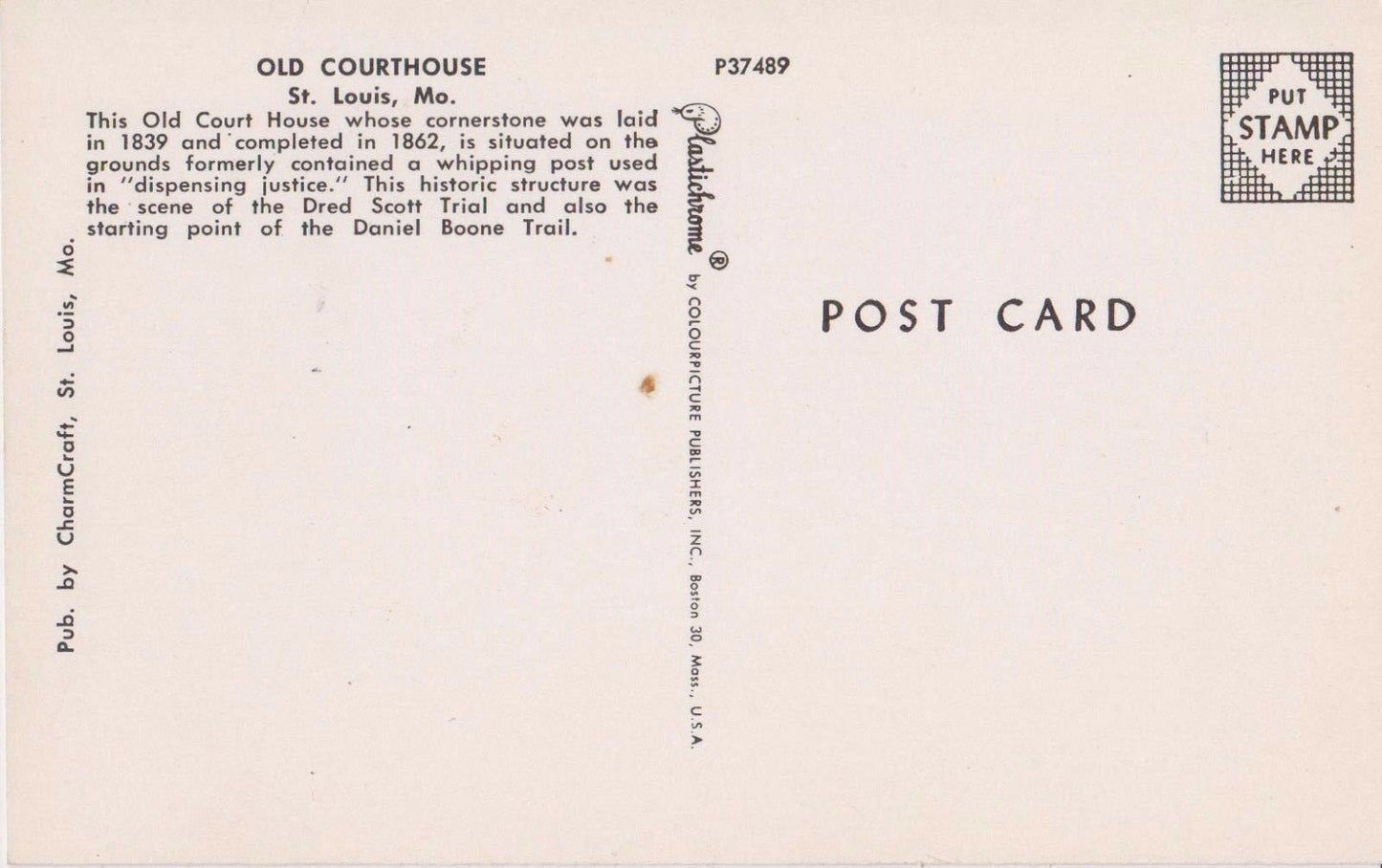 Old Courthouse in St. Louis, Missouri Vintage Postcard