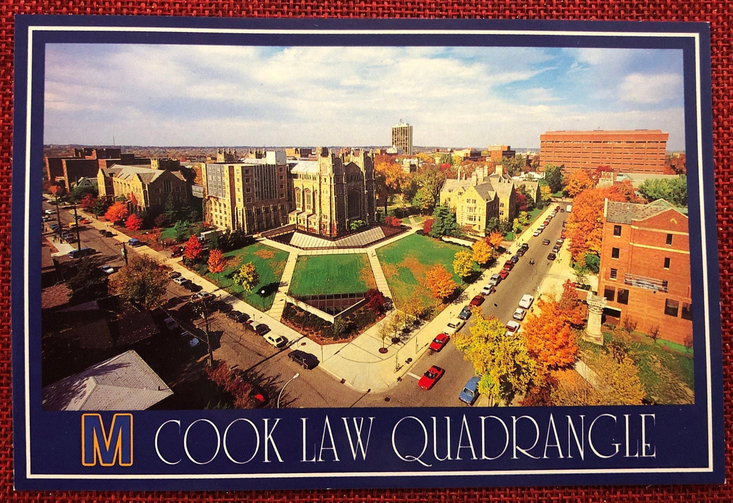 University of Michigan Fall Cook Law Quad - Vintage Postcard