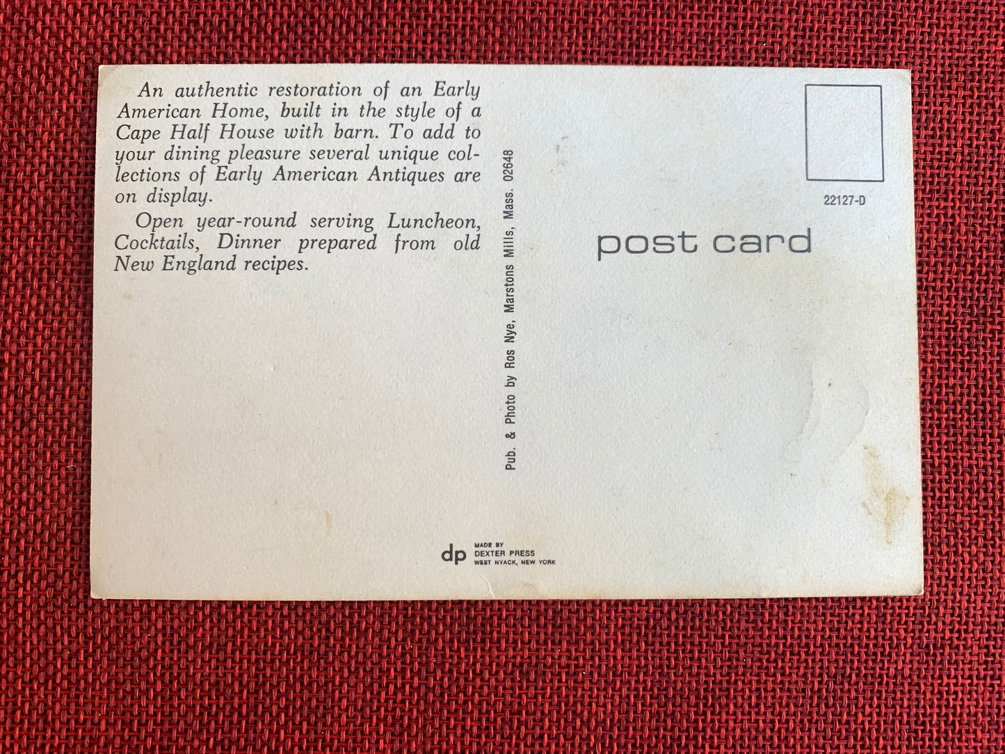 The Cape Half House Restaurant - Cape Cod, Massachusetts - 1950s Postcard