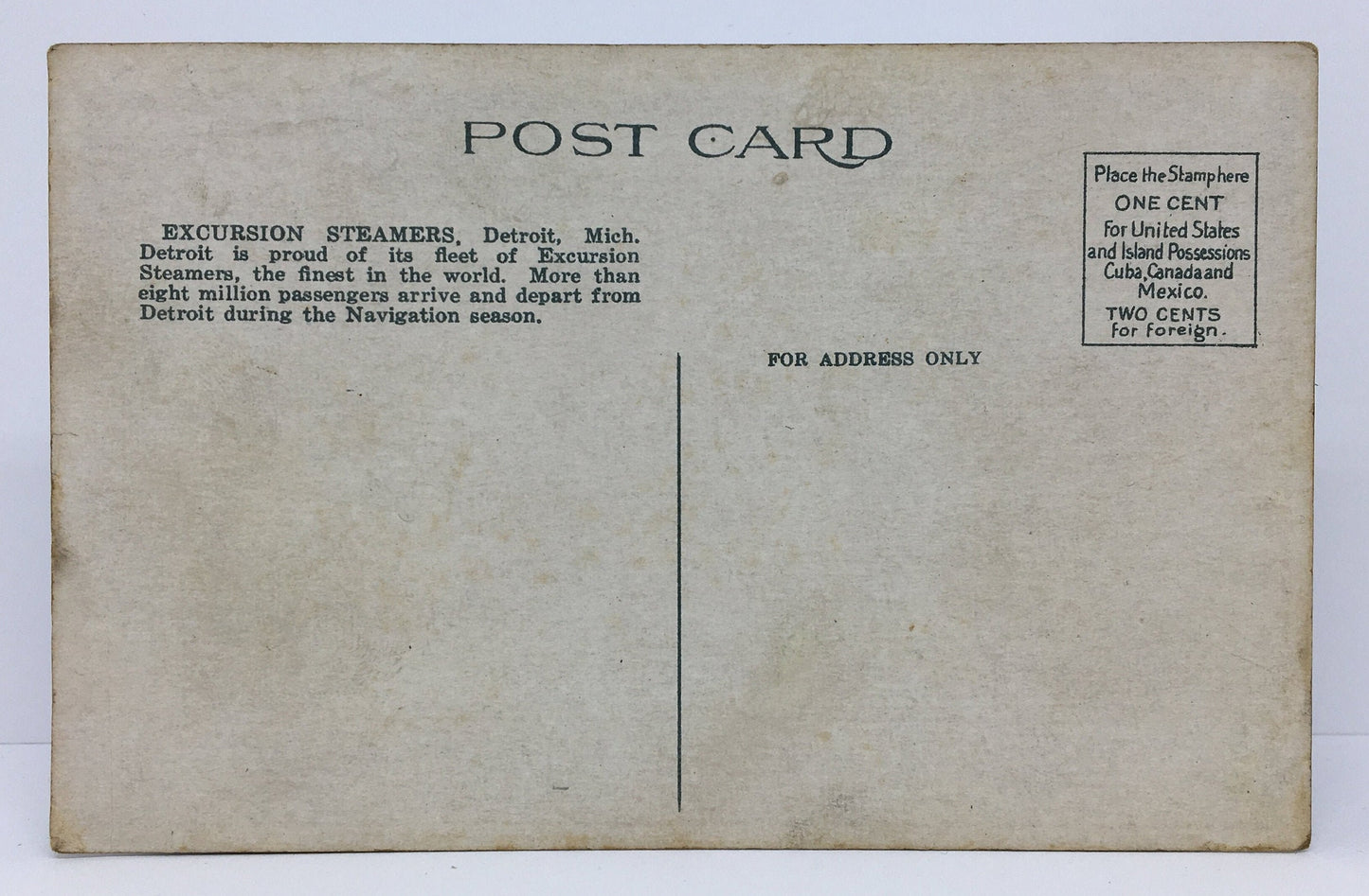 Detroit, Michigan "A Daily Scene in Summer" Vintage Postcard