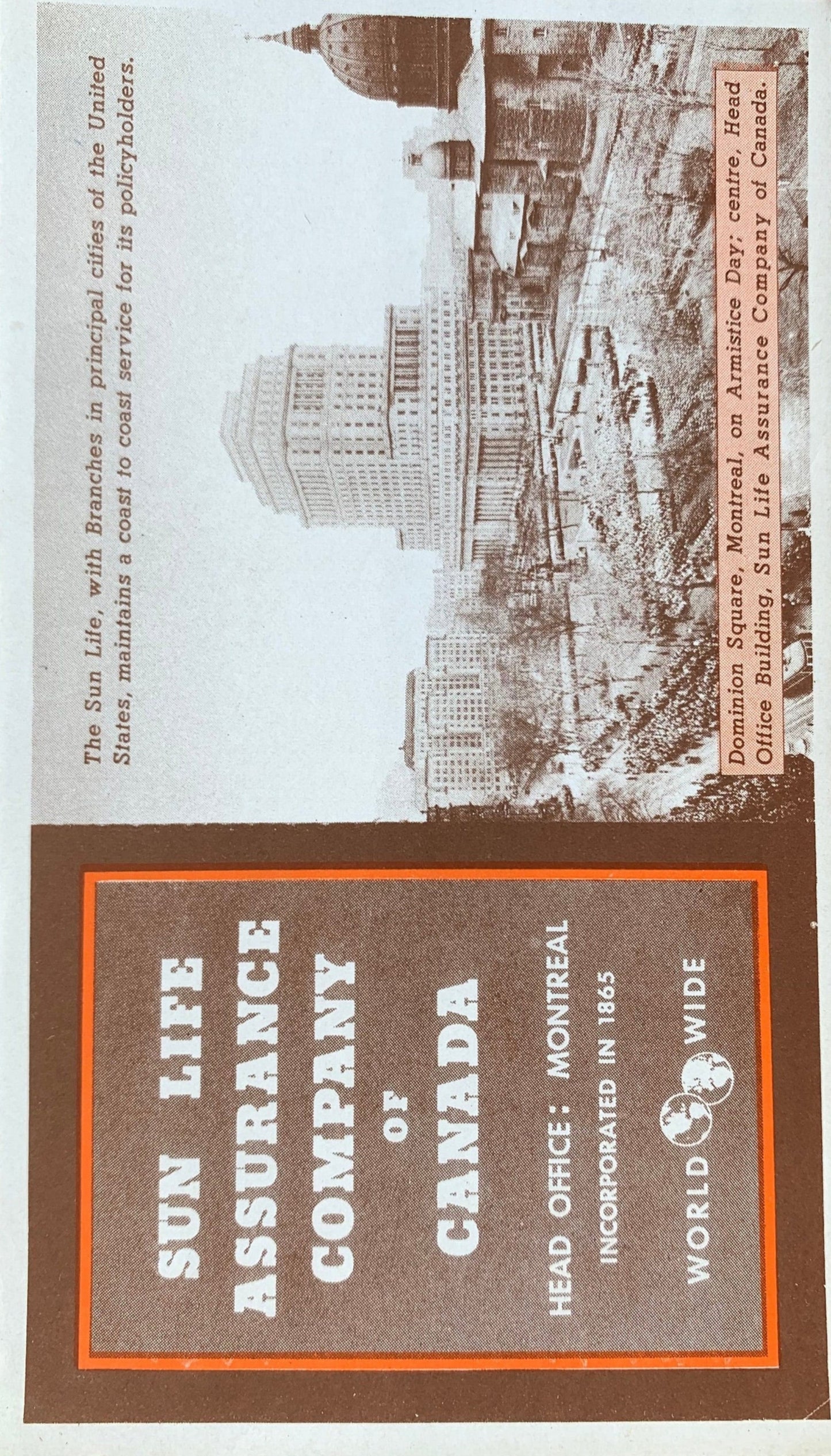 Sun Life Assurance Company of Canada - Vintage Trade Card