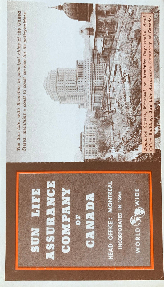 Sun Life Assurance Company of Canada - Vintage Trade Card