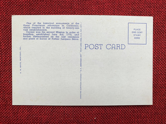 Bell Tower, Mission del Rio Carmelo - Carmel, California - 1940s Linen Postcard