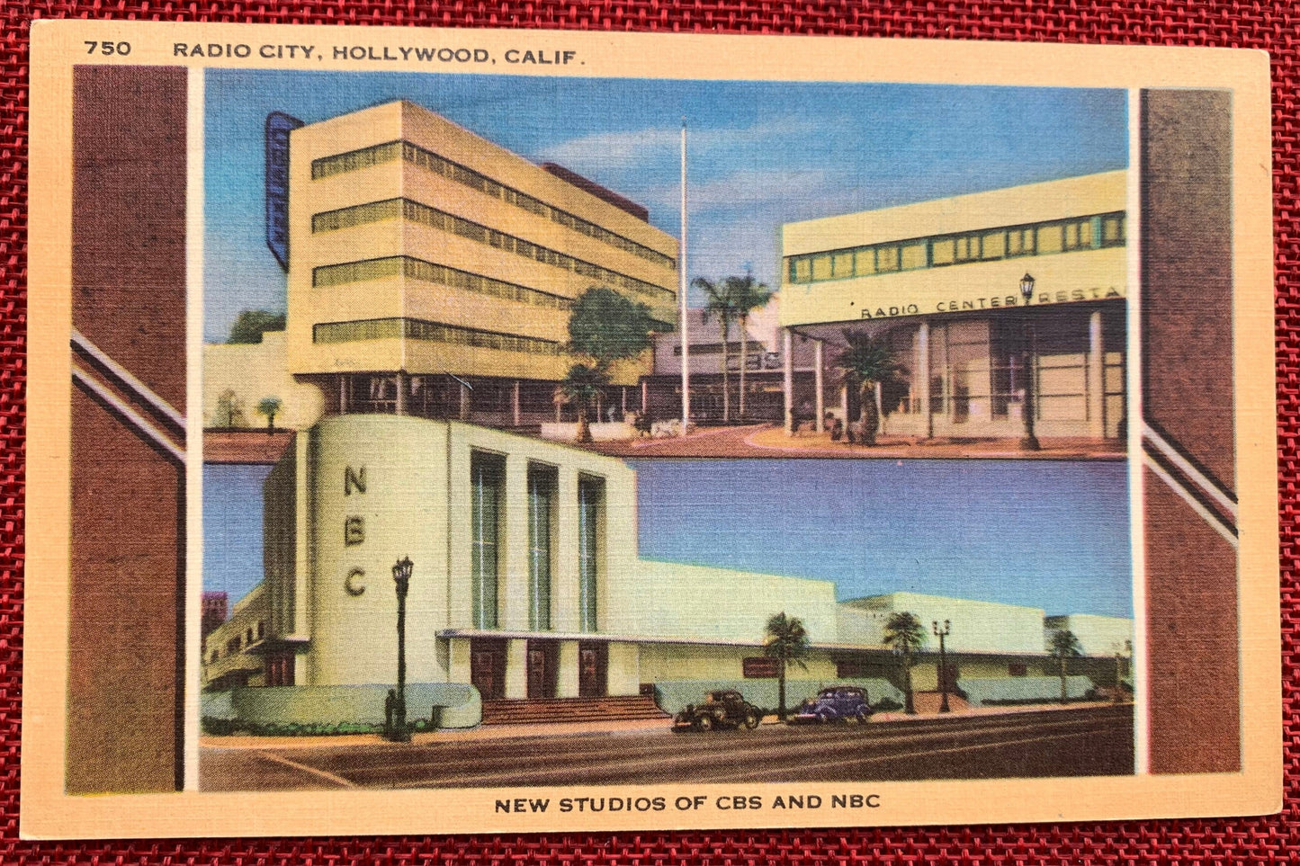 New Studios of CBS and NBC Radio City, Hollywood, California - Vintage Linen Postcard