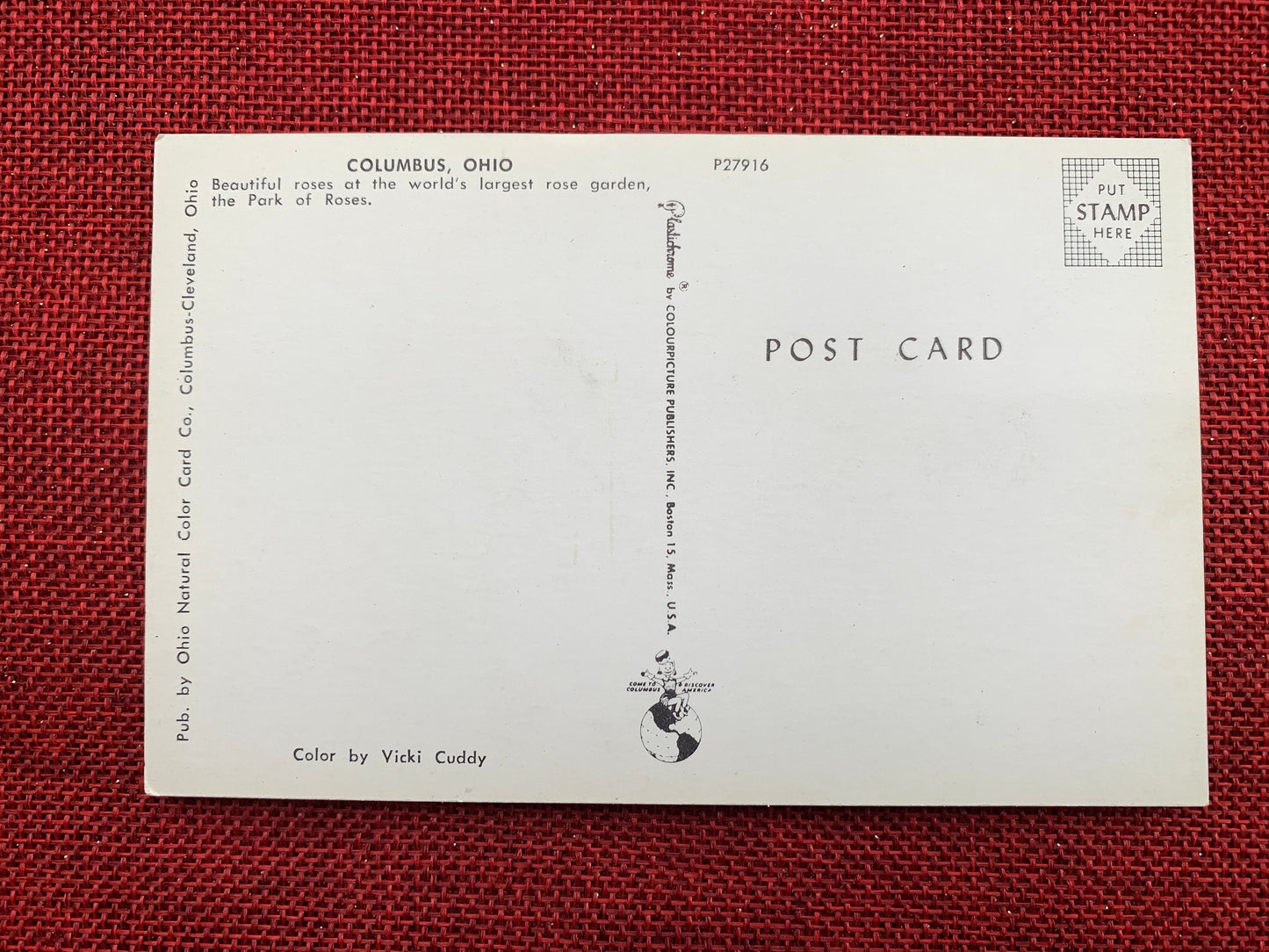 Park of Roses Rose Garden, Columbus, Ohio Vintage Postcard