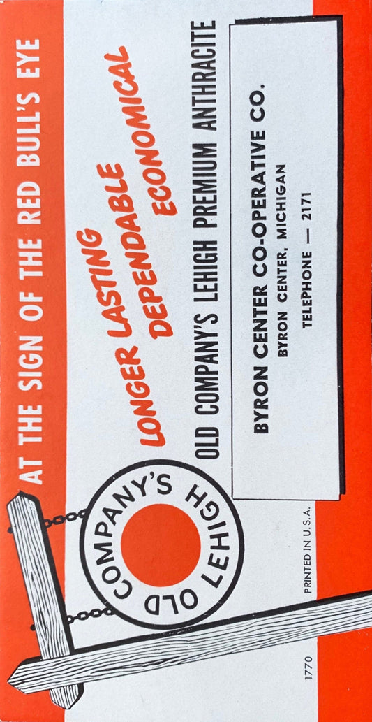 Old Company's Lehigh Premium Anthracite - Byron Center, Michigan - Vintage Trade Card