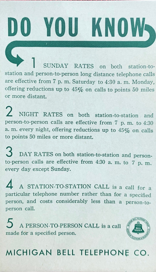 Do You Know - Michigan Bell Telephone Co. - Vintage Trade Card
