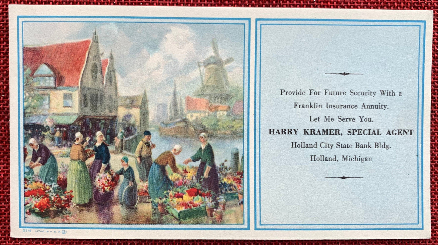 Harry Kramer - Special Agent - Holland, Michigan - Vintage Trade Card