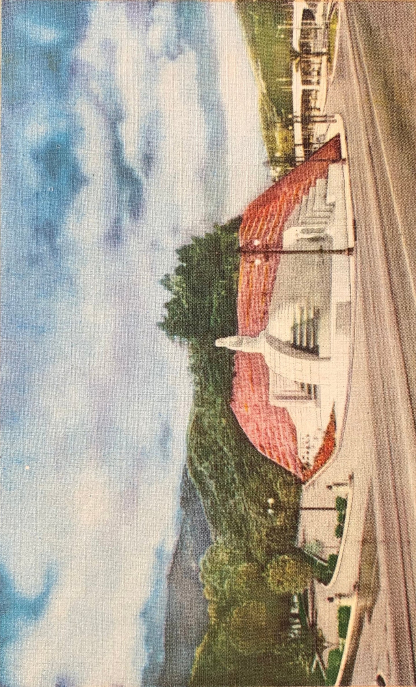 Hollywood Bowl Entrance and Cahuenga Pass Freeway - Hollywood, California - 1940s Linen Postcard