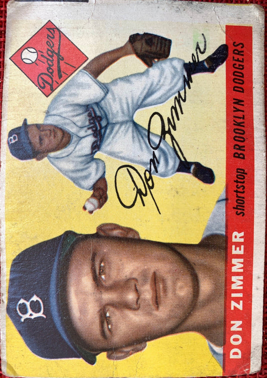 Don Zimmer Vintage 1955 Topps Baseball Card No. 92, Shortstop, Brooklyn Dodgers