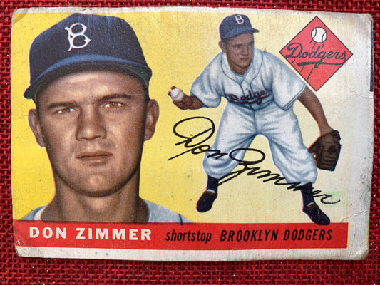 Don Zimmer Vintage 1955 Topps Baseball Card No. 92, Shortstop, Brooklyn Dodgers