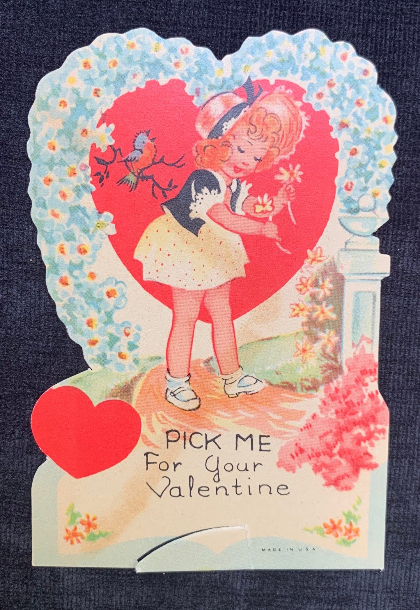 Vintage "Pick me" Flower Valentine Card with Stand w/ Original Envelope 1940's-1950's