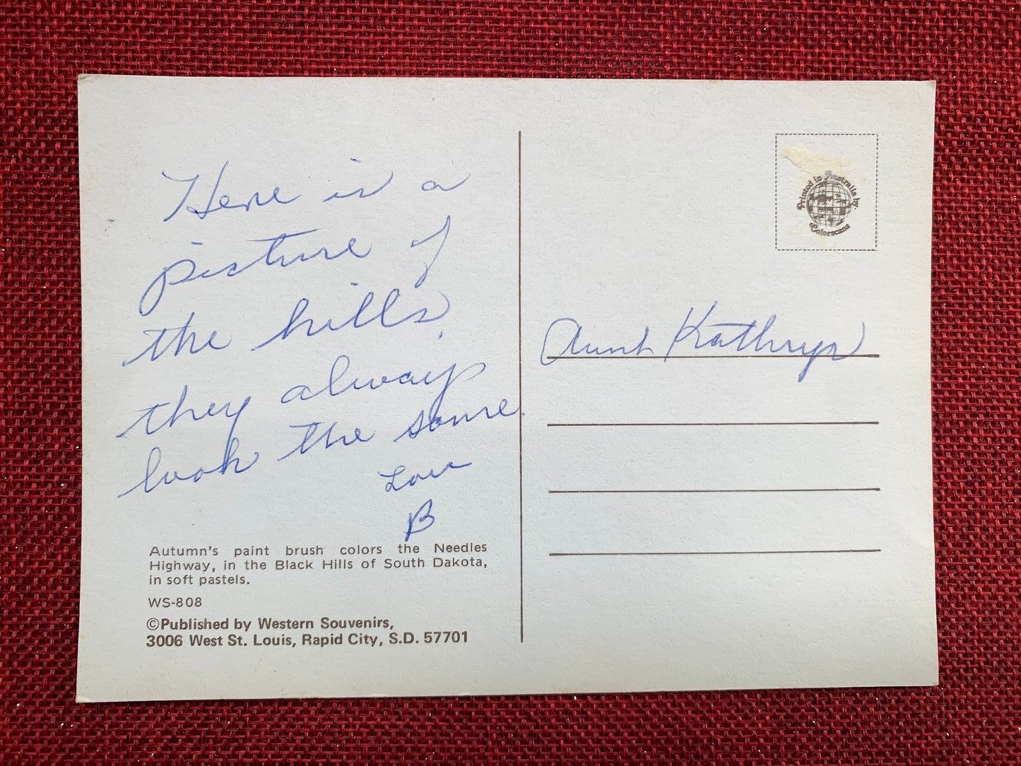 Needles Highway, Black Hills of South Dakota - Vintage Postcard 1980s