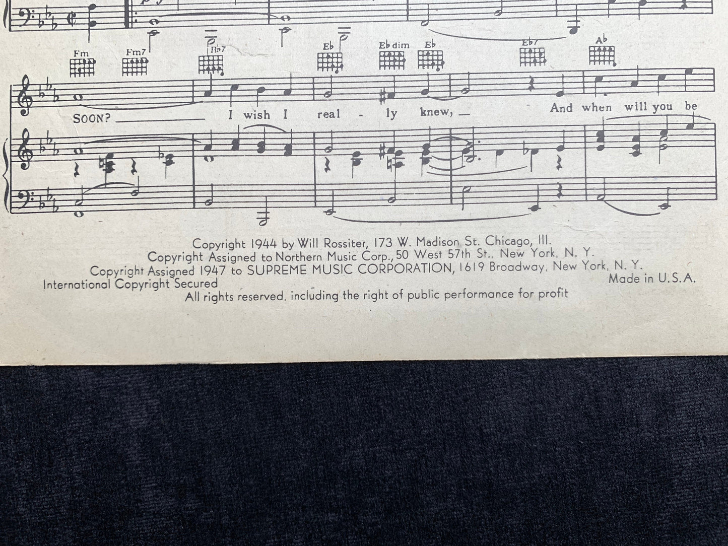 How Soon? (Will I Be Seeing You) - Vintage Sheet Music 1944