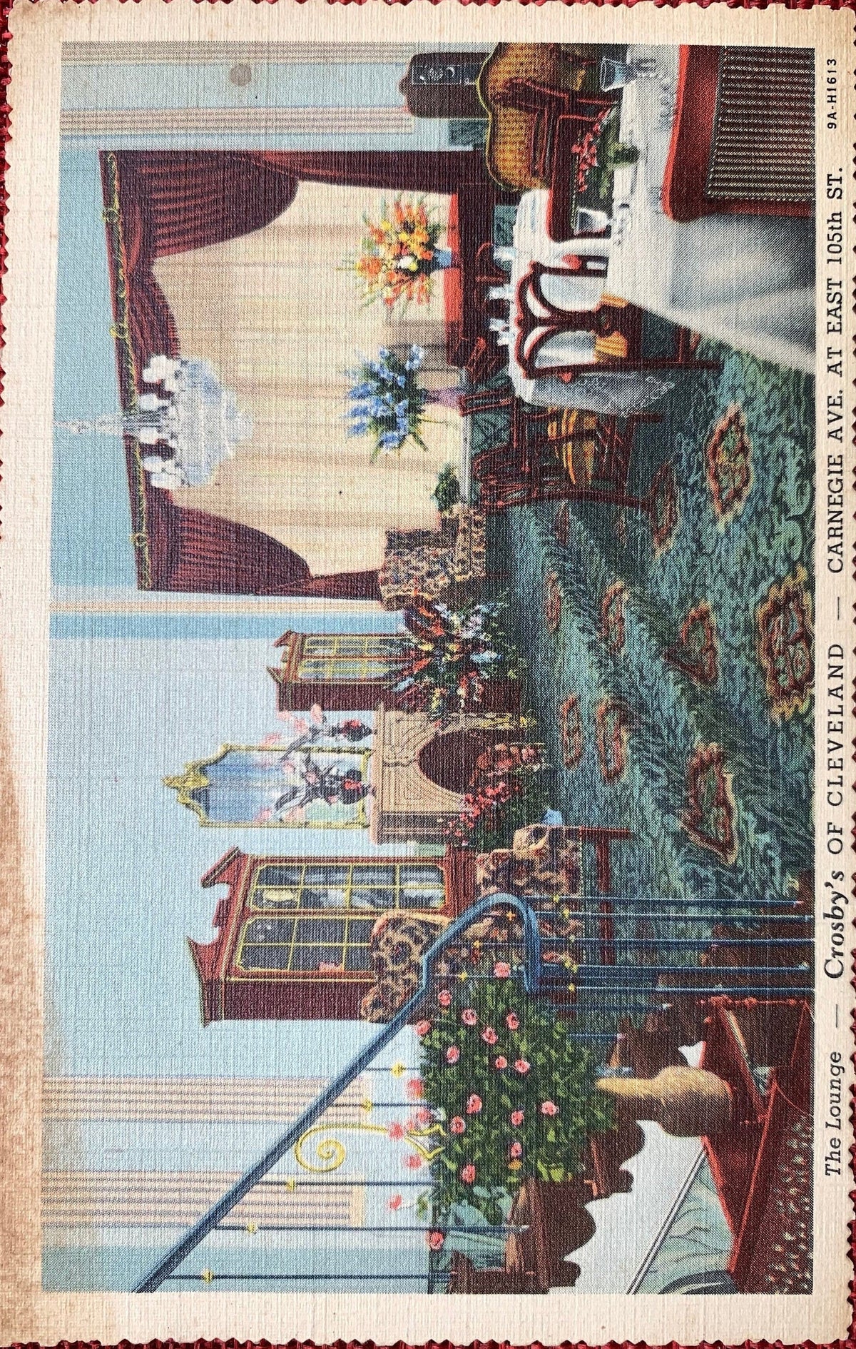 The Lounge, Crosby's of Cleveland, Ohio - Vintage Linen Postcard With Scalloped Edges 1940s
