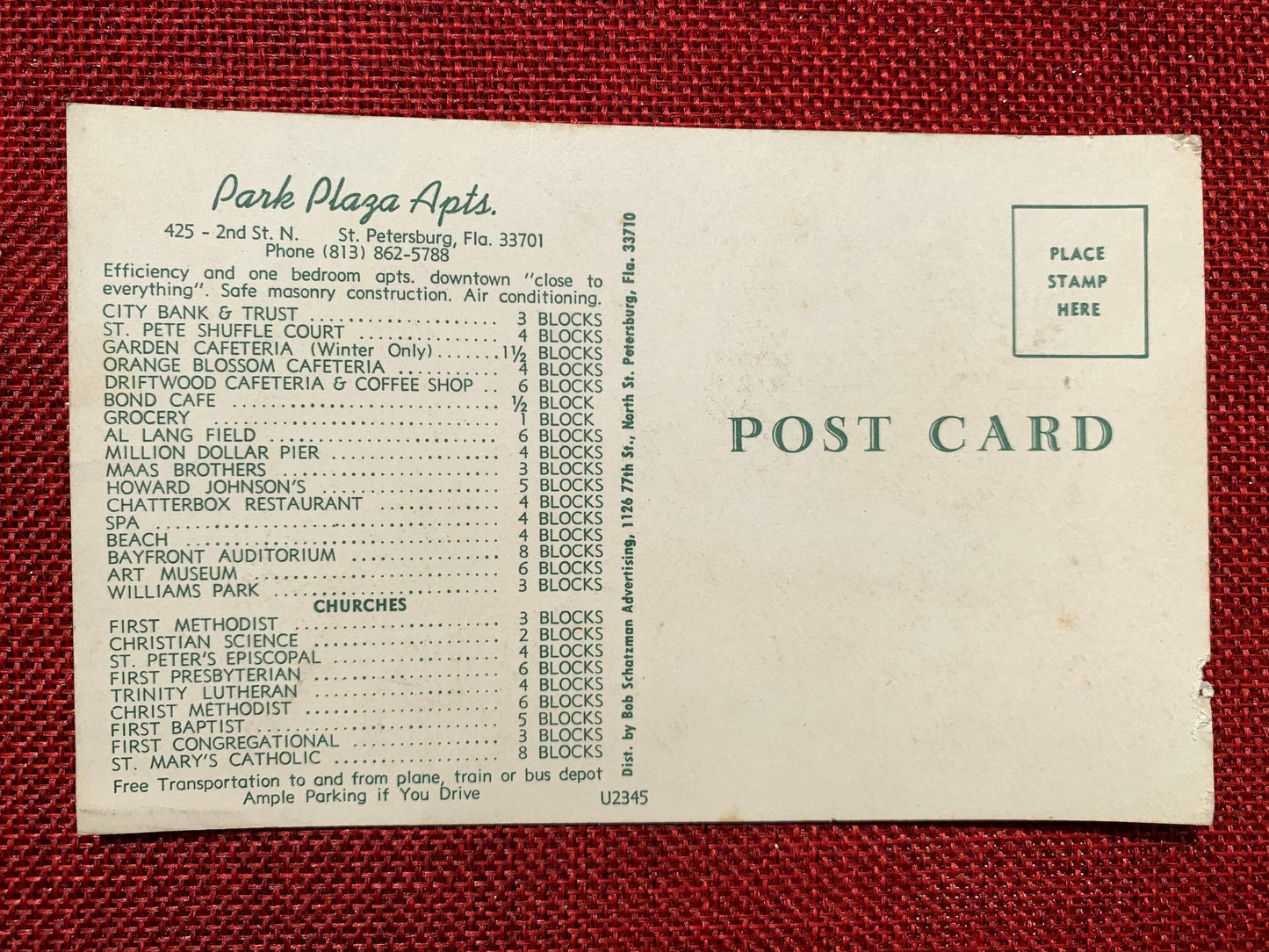 Park Plaza Apartments, St. Petersburg, Florida - Vintage Postcard 1960s