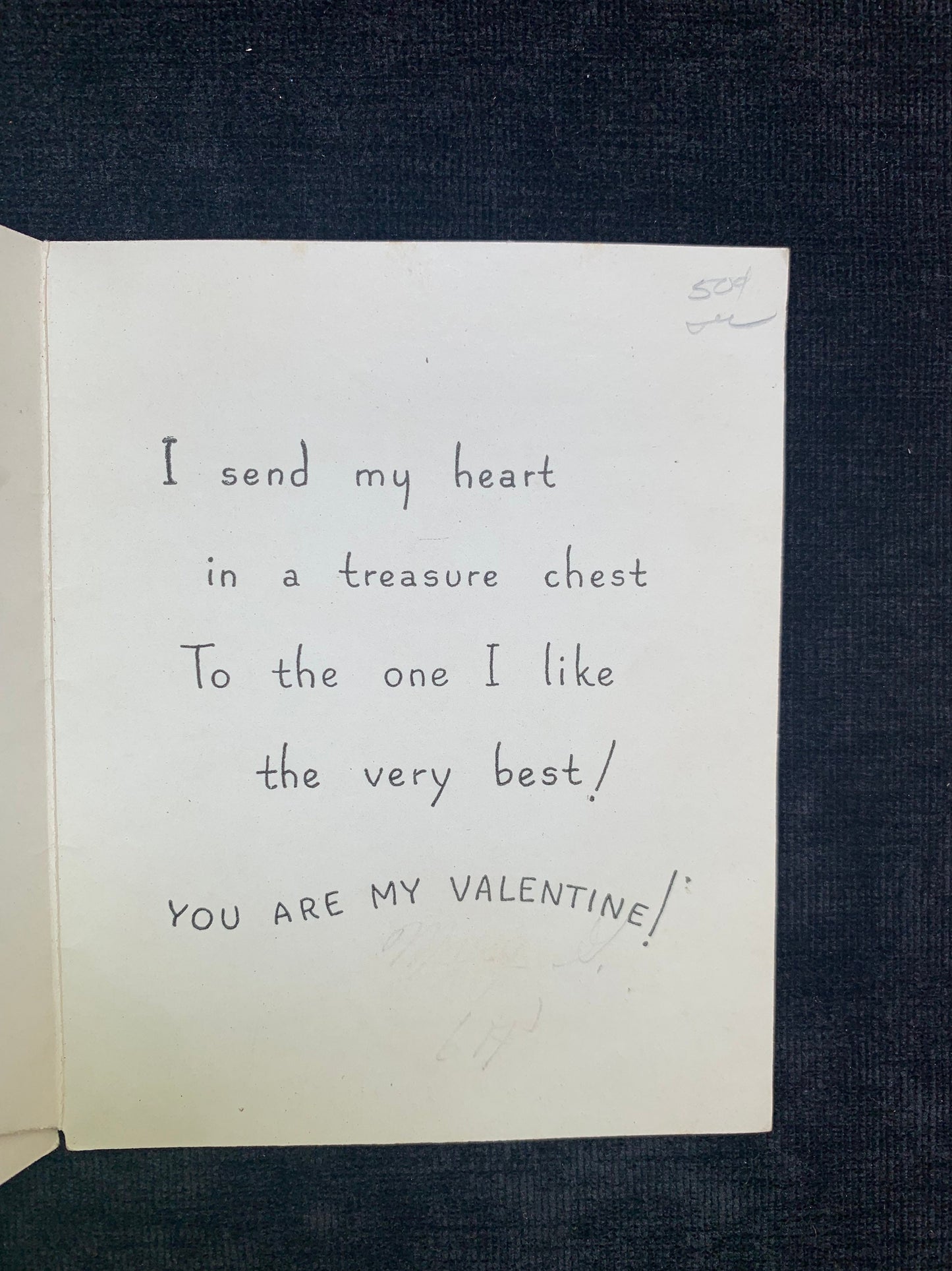 Vintage A-Meri-Card Heart In Treasure Chest Folded Valentine Card 1940's-1950's
