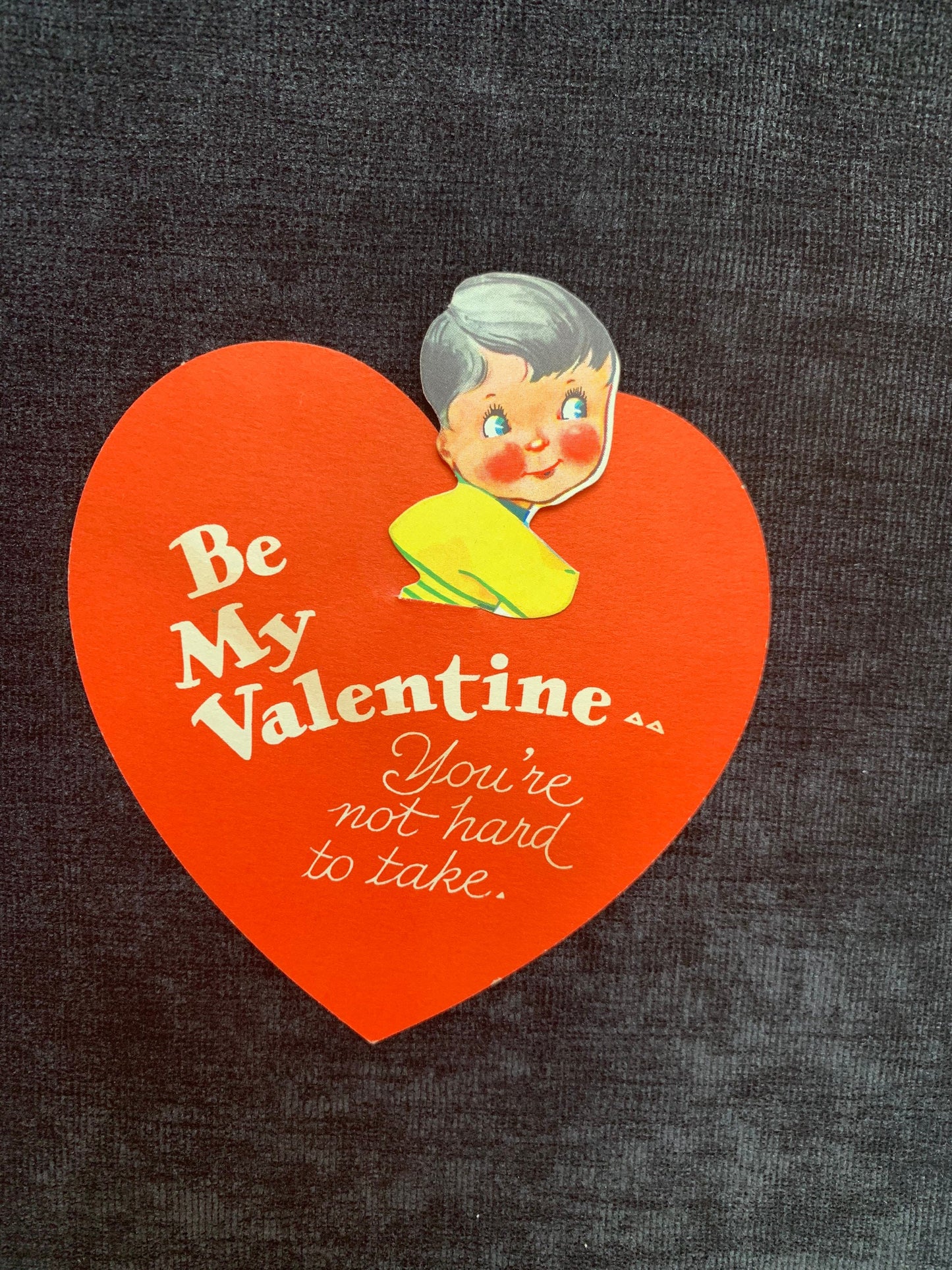 Carrington Company, Mechanical Boy in Yellow Shirt Red Hear Shaped, Vintage Valentine Card 1920's-1930's