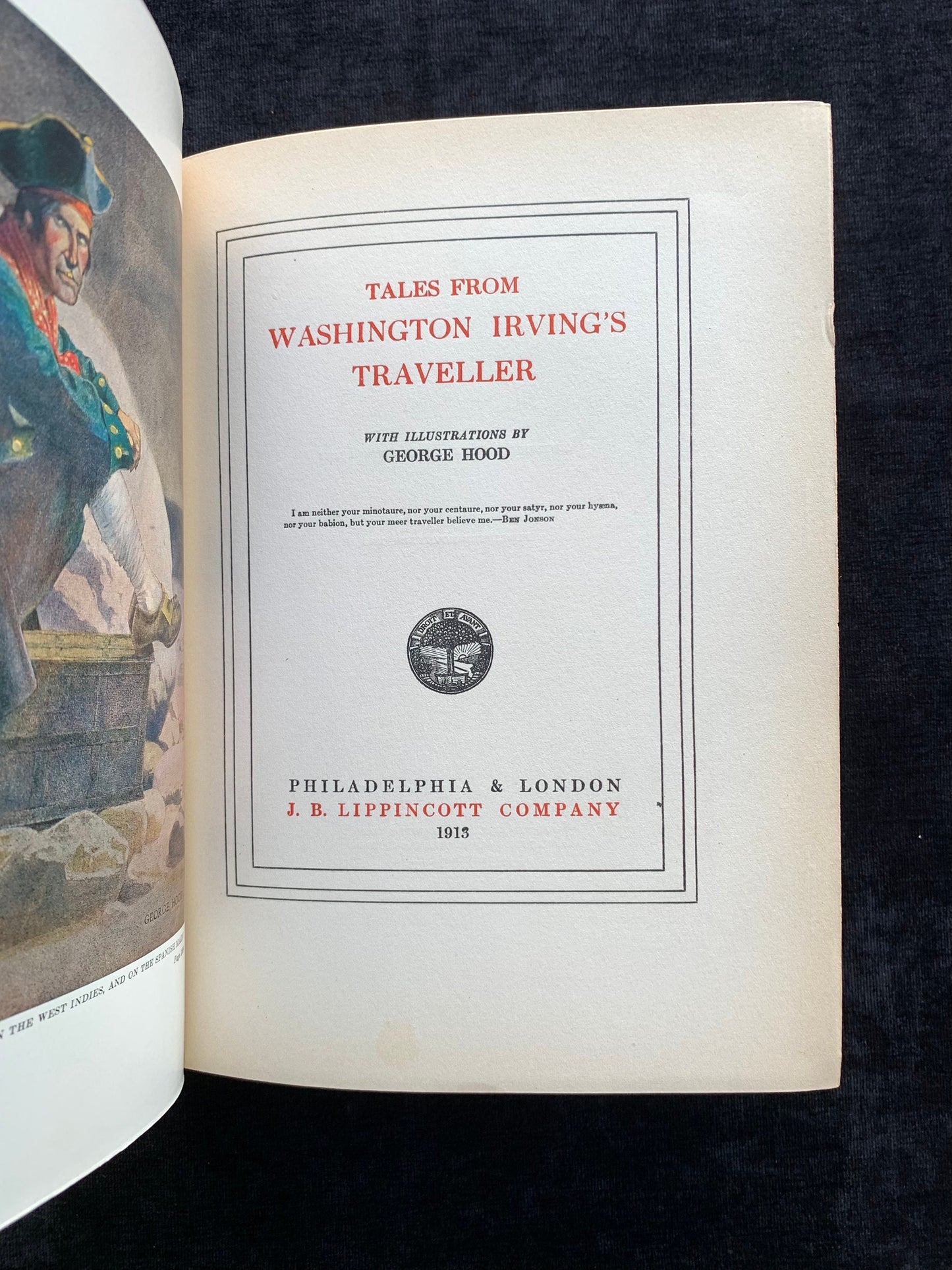 Tales From Washington Irving's Traveller, Illustrations in Color by George Hood First Edition