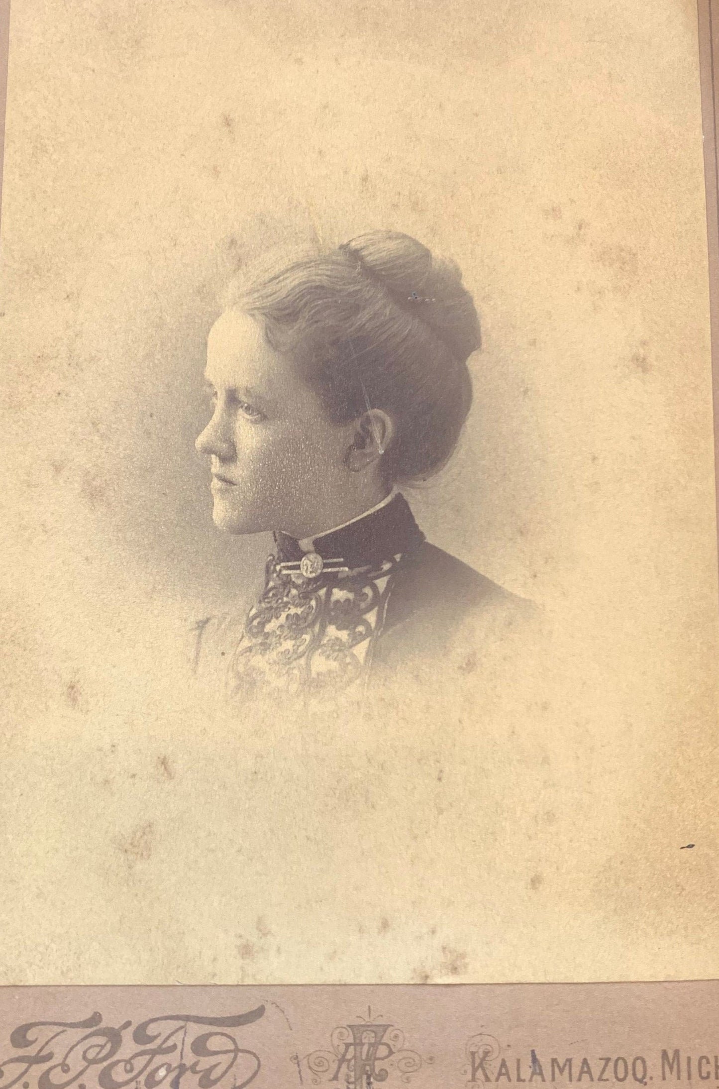 Bromide Portrait of a Victorian Woman Kalamazoo, Michigan 1888