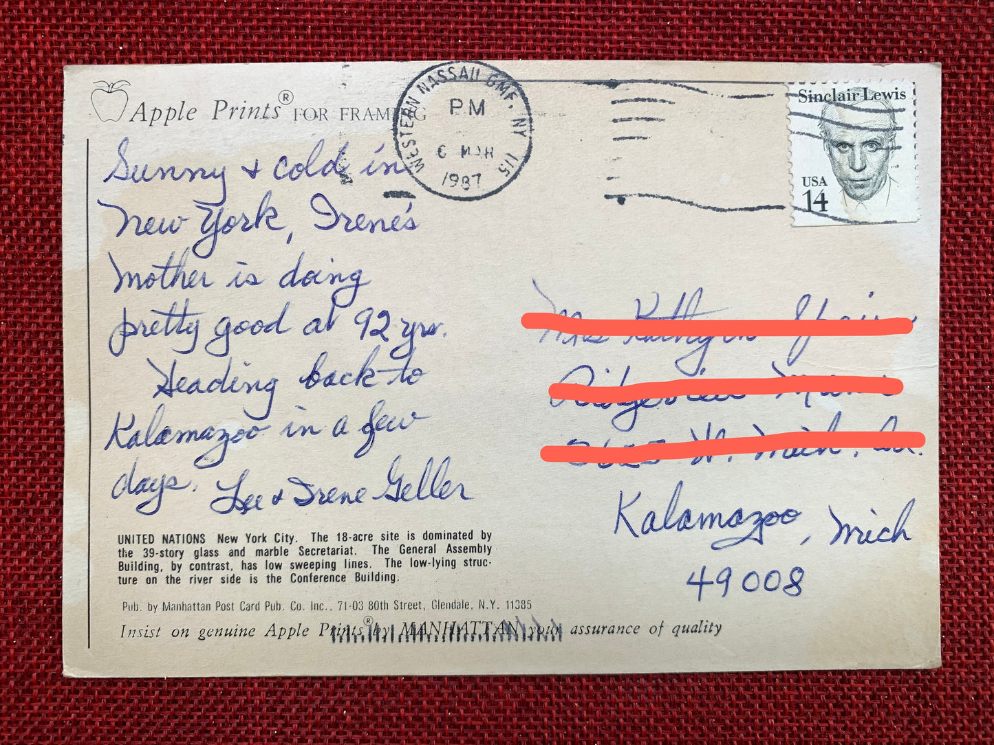 United Nations, New York City, New York - Vintage Postcard 1980s