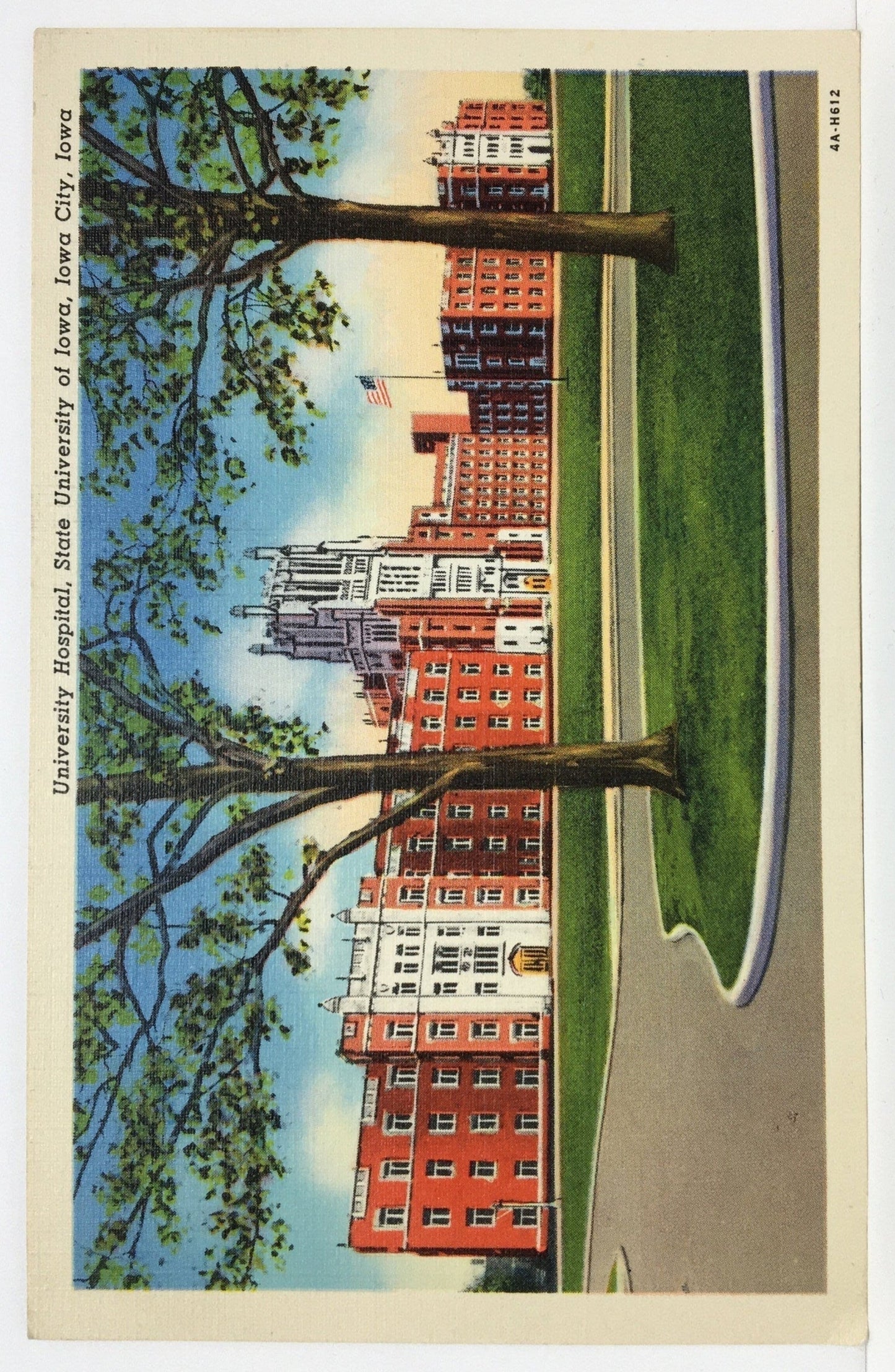 Iowa City Iowa IA University Hospital State University of Iowa Linen - Vintage Postcard