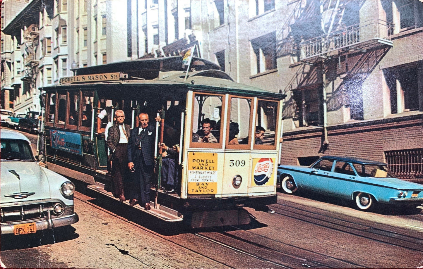 World Famous San Francisco Cable Car - San Francisco, California - Vintage Plastichrome Postcard