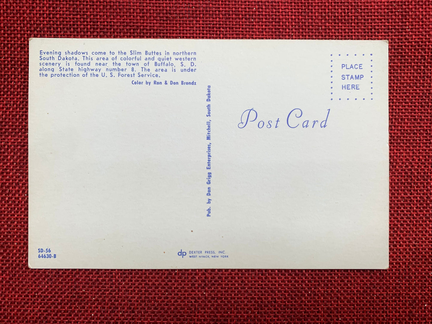 Slim Buttes, South Dakota SD Vintage Postcard