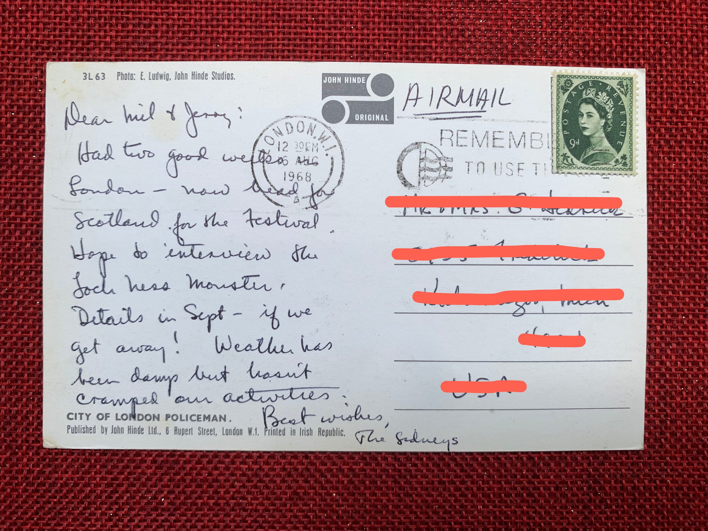 City of London Policeman - London, England - International Postcard