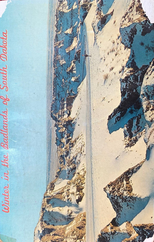 Winter in Badlands National Park, South Dakota - Vintage Postcard