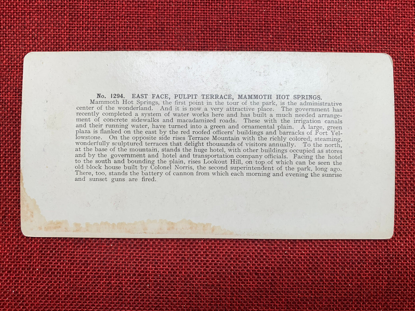 Mammoth Hot Springs - Yellowstone National Park - Vintage Stereo View Card - Late 1800s