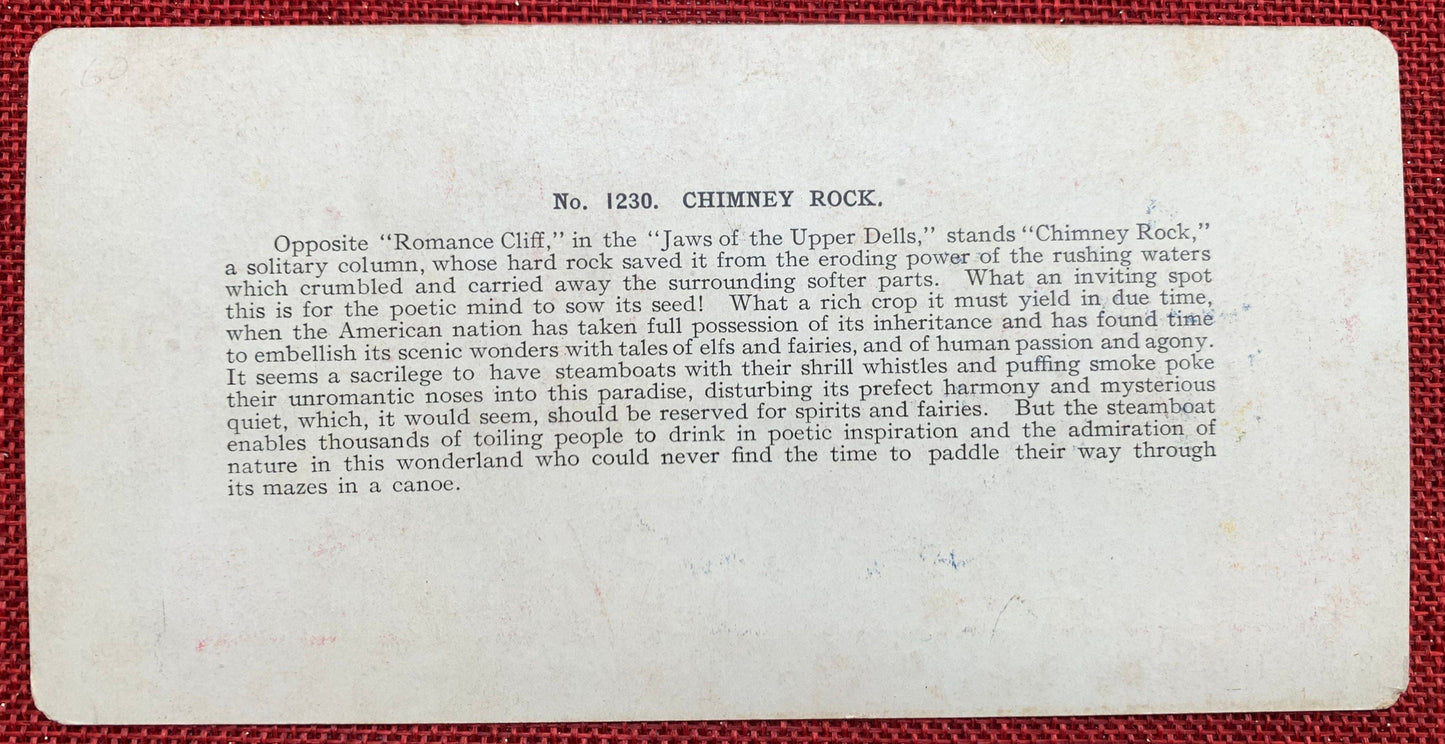 Chimney Rock - Wisconsin Dells, Wisconsin - Vintage Stereoview Card - Late 1800s