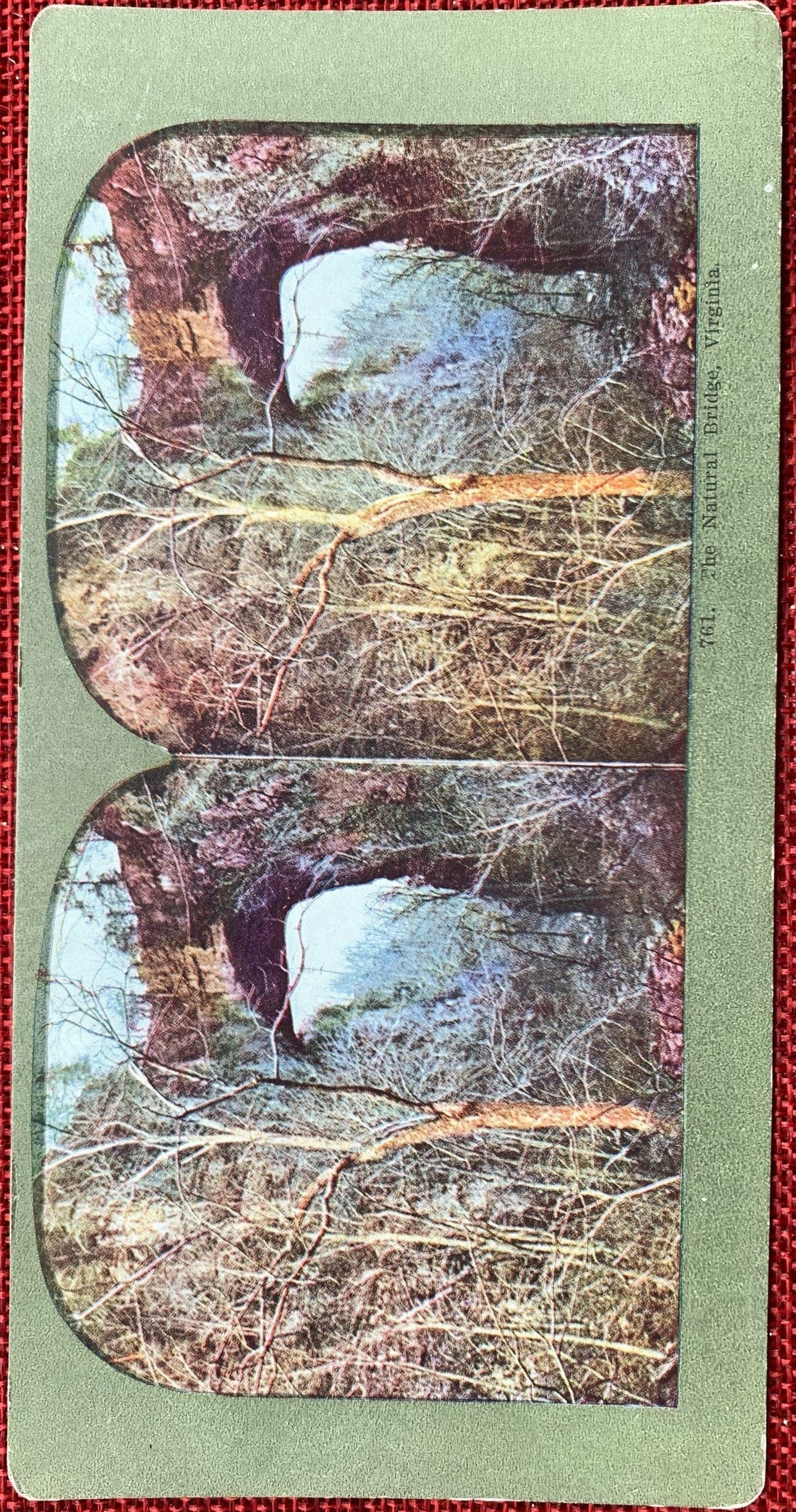The Natural Bridge, Virginia, Appalachian Mountains Vintage Stereo View Card, Late 1800s