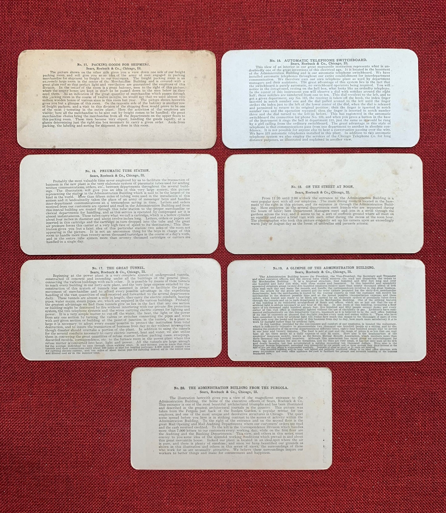 A Trip Through Sears Roebuck & Co - Vintage Stereoview Cards - Set of 7 - Chicago, Illinois - 1910s