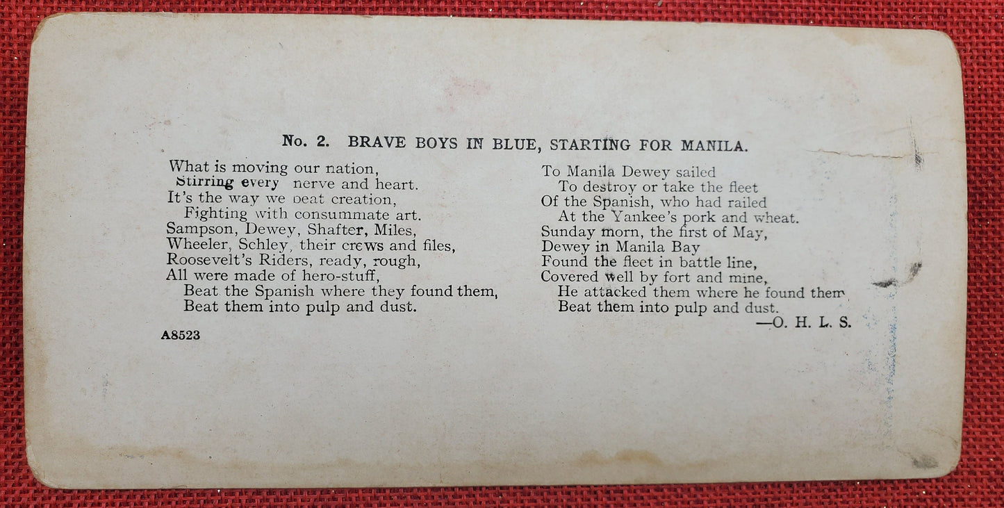 Brave Boys in Blue, Vintage Stereo View Card, Late 1800s