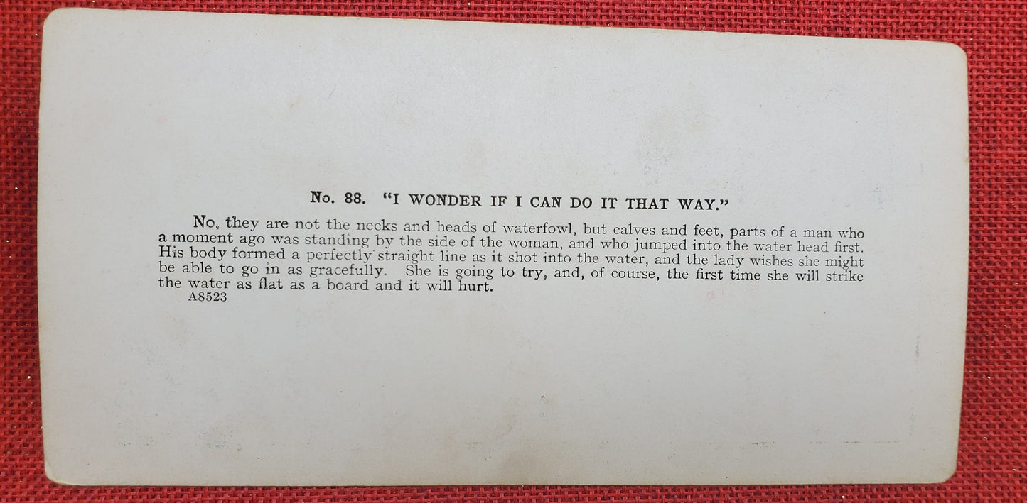 I Wonder if I Can Do It That Way? - Vintage Stereo View Card - Late 1800s