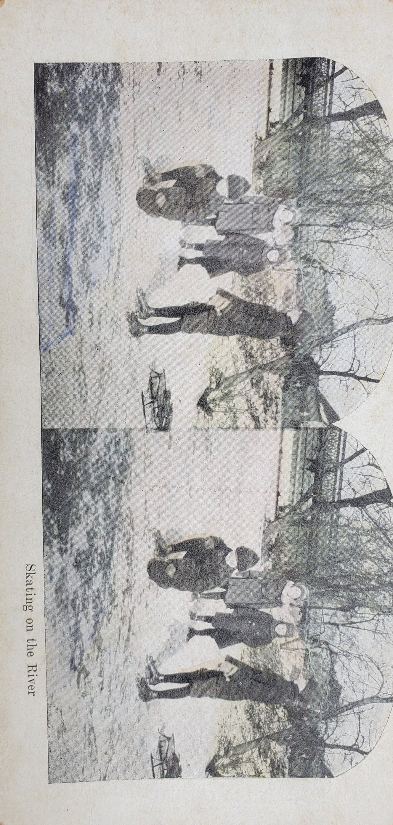 Skating on the River - Vintage Stereo View Card - 1910s